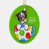 Biewer Yorkie First Christmas Custom Keramik Ornament (Rechts)
