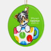 Biewer Yorkie First Christmas Custom Keramik Ornament (Links)