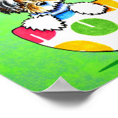 Biewer Yorkie Polka Dot Cup Green Poster (Ecke)