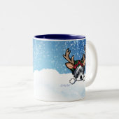 Biewer Yorkie Reindeer Christmas Zwei-Tone-Tasse Zweifarbige Tasse (VorderseiteRechts)