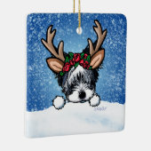 Biewer Yorkie Reindeer Keramik Ornament (Rechts)