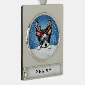 Biewer Yorkie Reindeer Weihnachtsschmuck Banner-Ornament Silber (Rechts)