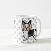 Biewer Yorkshire Terrier Cartoon Dog & Paws Kaffeetasse (VorderseiteRechts)