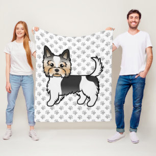 Biewer Yorkshire Terrier Niedlich Cartoon Dog & Pa Fleecedecke