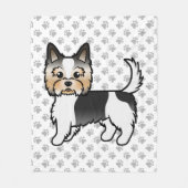 Biewer Yorkshire Terrier Niedlich Cartoon Dog & Pa Fleecedecke (Vorderseite)