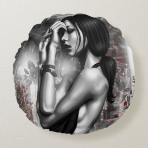 Biffey Round Throw Pillow Rundes Kissen