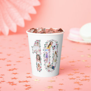 Big 10. Geburtstag Girl Foto Collage Pink Blume Pappbecher