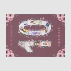 Big 10. Geburtstag Girl Foto Collage Pink Blume Seidenpapier