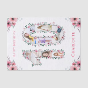 Big 10. Geburtstag Girl Foto Collage Pink Blume Seidenpapier