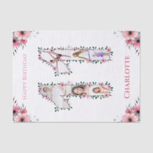 Big 11. Geburtstag Girl Foto Collage Pink Blume Seidenpapier
