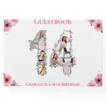 Big 14. Geburtstag Foto Collage Blume Mädchen Weiß