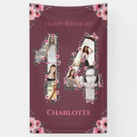 Big 14. Geburtstag Foto Collage Pink Flower Girl