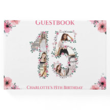 Big 15. Geburtstag Foto Collage Blume Mädchen Weiß