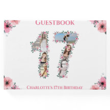 Big 17. Geburtstag Foto Collage Blume Mädchen Weiß