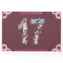 Big 17. Geburtstag Foto Collage Flower Girl Pink