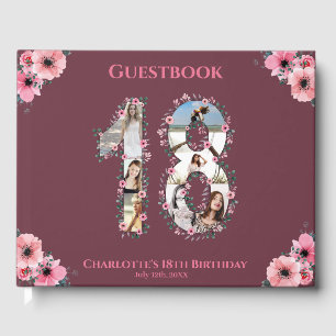Big 18. Geburtstag Foto Collage Flower Girl Pink Gästebuch