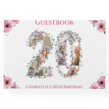 Big 20. Geburtstag Foto Collage Blume Mädchen Weiß