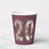 Big 20. Geburtstag Girl Pink Blume FotoCollage Pappbecher (Vorderseite)