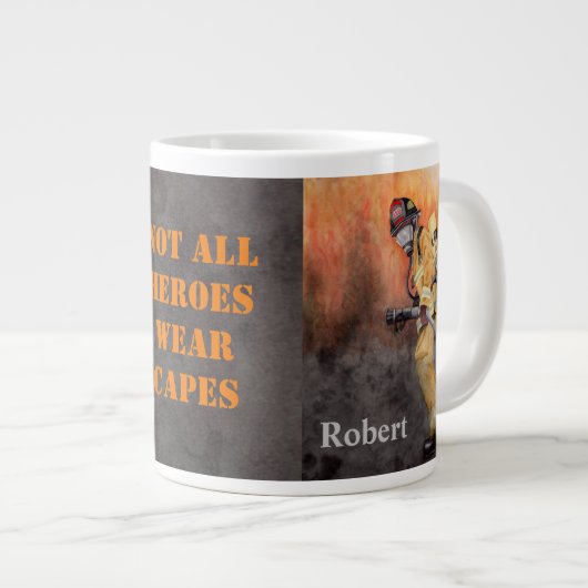 Big 20 oz Coffee Cup Custom Firefighter Tasse Cup (Vorderseite Rechts)