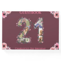 Big 21. Geburtstag Foto Collage Blume Mädchen Frau