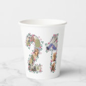 Big 21. Geburtstag Pink Blume FotoCollage Weiß Pappbecher (Vorderseite)