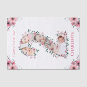 Big 2. Geburtstag Girl Foto Collage Pink Blume Seidenpapier