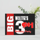 Big 30 Birthday Modern Red White Black W1711 Einladung (Stehend Vorderseite)