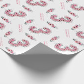 Big 3 Birthday Green Foliage Girl Pink Blume Geschenkpapier (Ecke)