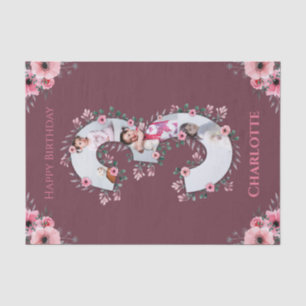 Big 3. Geburtstag Girl Foto Collage Pink Blume Seidenpapier