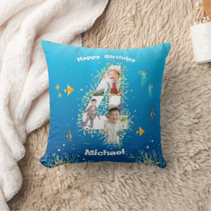 Big 4th Birthday FotoCollage unter dem Meer Kissen