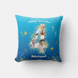 Big 4th Birthday FotoCollage unter dem Meer Kissen