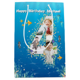 Big 4th Birthday FotoCollage unter dem Meer Mittlere Geschenktüte