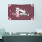 Big 4th Birthday Girl Foto Collage Pink Blume Banner (Messeveranstaltung)