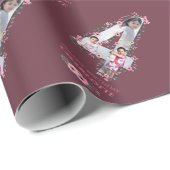 Big 4th Birthday Girl Foto Collage Pink Blume Geschenkpapier (Rolleneckpunkt)