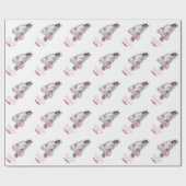 Big 4th Birthday Girl Foto Collage Pink Blume Geschenkpapier (Flach)