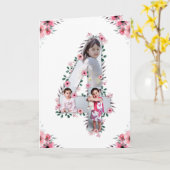 Big 4th Birthday Girl Foto Collage Pink Blume Karte (Gelbe Blume)