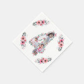 Big 4th Birthday Girl Foto Collage Pink Blume Serviette (Ecke)