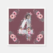 Big 4th Birthday Girl Foto Collage Pink Blume Serviette (Vorderseite)