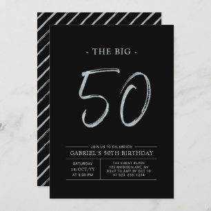 Big 50 Silver & Black 50. Geburtstagsparty Einladung