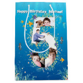 Big 5th Birthday FotoCollage unter dem Meer Mittlere Geschenktüte (Vorderseite)