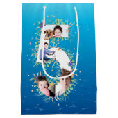 Big 5th Birthday FotoCollage unter dem Meer Mittlere Geschenktüte (Rückseite)