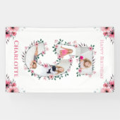 Big 5th Birthday Girl Foto Collage Pink Blume Banner (Horizontal)