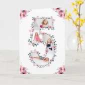Big 5th Birthday Girl Foto Collage Pink Blume Karte (Gelbe Blume)