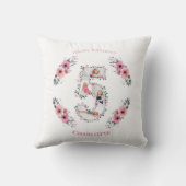 Big 5th Birthday Girl Foto Collage Pink Blume Kissen (Rückseite)