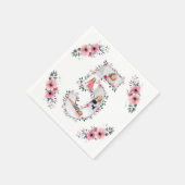 Big 5th Birthday Girl Foto Collage Pink Blume Serviette (Ecke)