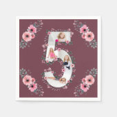 Big 5th Birthday Girl Foto Collage Pink Blume Serviette (Vorderseite)