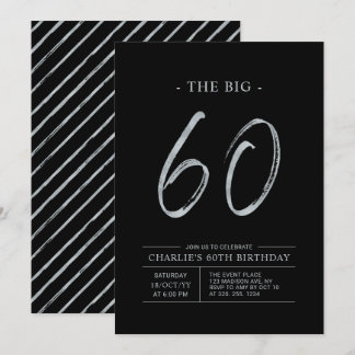 Big 60 | Silver & Black 60. Geburtstagsparty Einladung