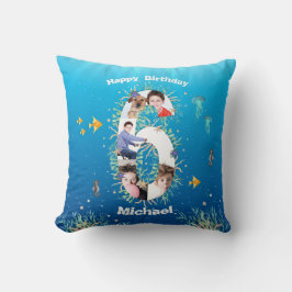 Big 6th Birthday Foto Collage unter dem Meer Kissen