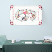 Big 6th Birthday Girl Foto Collage Pink Blume Banner (Messeveranstaltung)