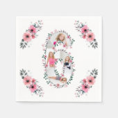 Big 6th Birthday Girl Foto Collage Pink Blume Serviette (Vorderseite)